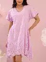 Lavanya Lilac Cotton Embroidered Cut Work Dress_1.webp
