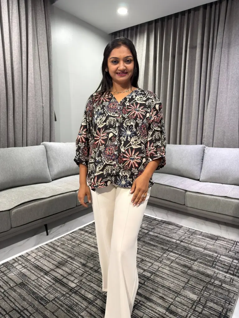 Midnight Bloom Floral Cotton Top