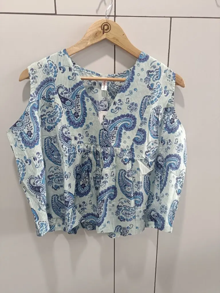 Blue Breeze Printed Cotton Top