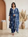Indigo Bloom Pure Cotton 3-Piece Suit Set