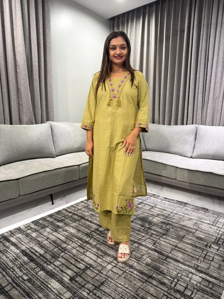 Olive Blossom Flex Cotton Co-Ord Set