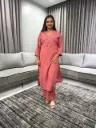 Rosewood Bloom Flex Cotton Kurta Palazzo Set