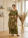 Olive Aura Pure Cotton 3-Piece Suit Set