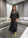 Midnight Bloom Tiered Cotton Maxi Dress