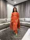 Rust Terracotta Embroidered Kurta Set with Dupatta