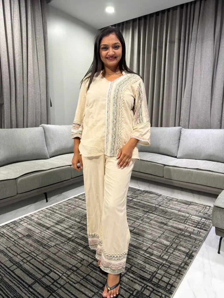 Ivory Heritage Mull Cotton Co-Ord Set