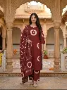 Maroon Heritage Pure Cotton 3-Piece Suit Set