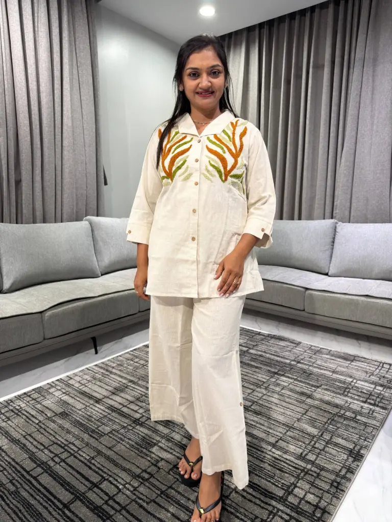 Ivory Fern Premium Flex Cotton Co-Ord Set