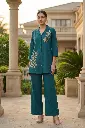 Teal Leaf Embroidered Co-Ord Set