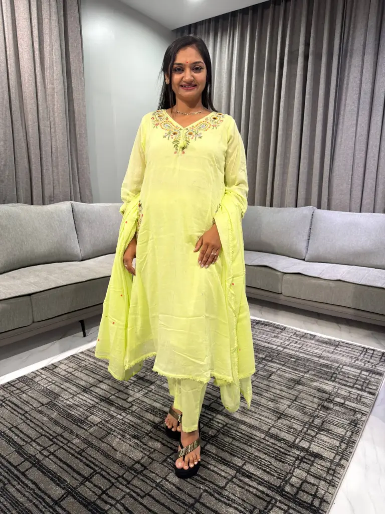 Lime Blossom Premium Mull Cotton Suit Set