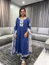 Royal Blue Floral Mull Cotton 3-Piece Suit Set