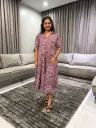 Plum Abstract Cotton Midi Dress