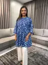 Blue Pure Cotton Printed A-line Tunic