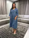 Blue Pure Cotton Ethnic Motifs Printed Gathered Kurta