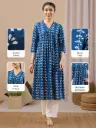 Blue Pure Cotton Ethnic Motifs Printed Gathered Kurta