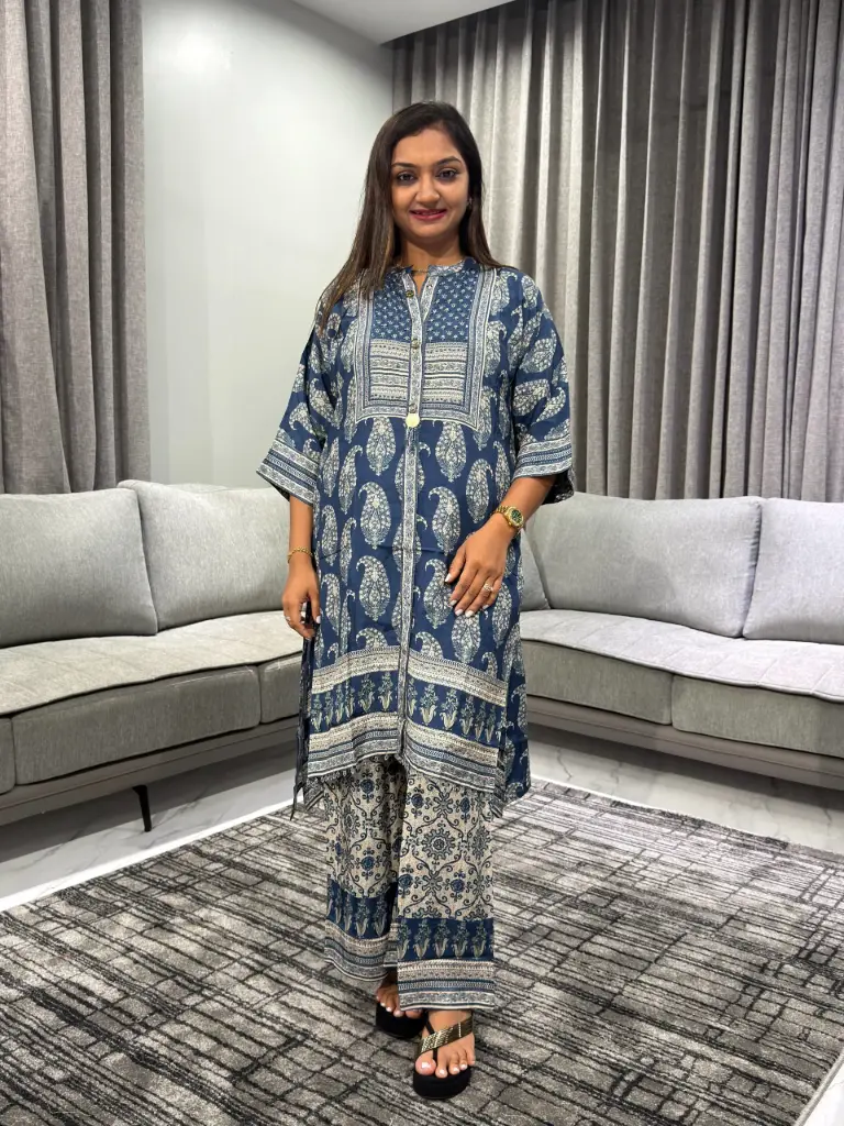 Indigo Royale Viscose Silk Co-Ord Set