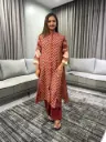 Rust Chevron Muslin Kurta Set