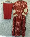 Rust Chevron Muslin Kurta Set