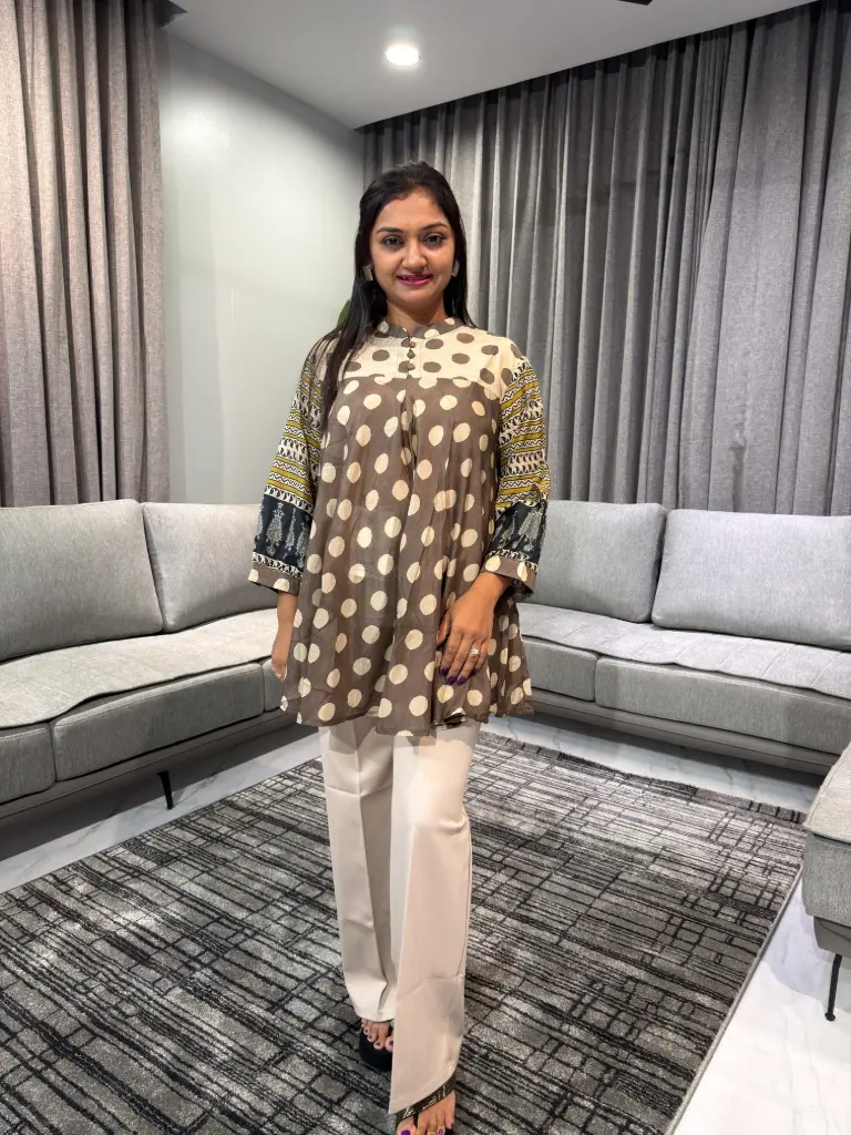 Mocha Polka Muslin Tunic