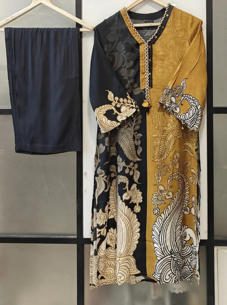 Ochre & Indigo Kalamkari Viscose Muslin Kurta Set