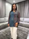 Teal & Plum Ajrakh Natural Crepe Shirt