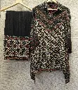 Crimson & Charcoal Ajrakh Natural Crepe Coord Set