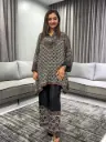 Crimson & Charcoal Ajrakh Natural Crepe Coord Set