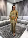 Vintage Ochre & Olive Ajrakh Natural Crepe Coord Set