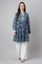  Indigo Pure Cotton Floral Printed A-Line Tunic