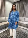  Indigo Pure Cotton Floral Printed A-Line Tunic