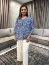 Royal Blue Floral Embroidered Cotton Dress