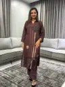 Cocoa Abstract Viscose Muslin Kurta Set