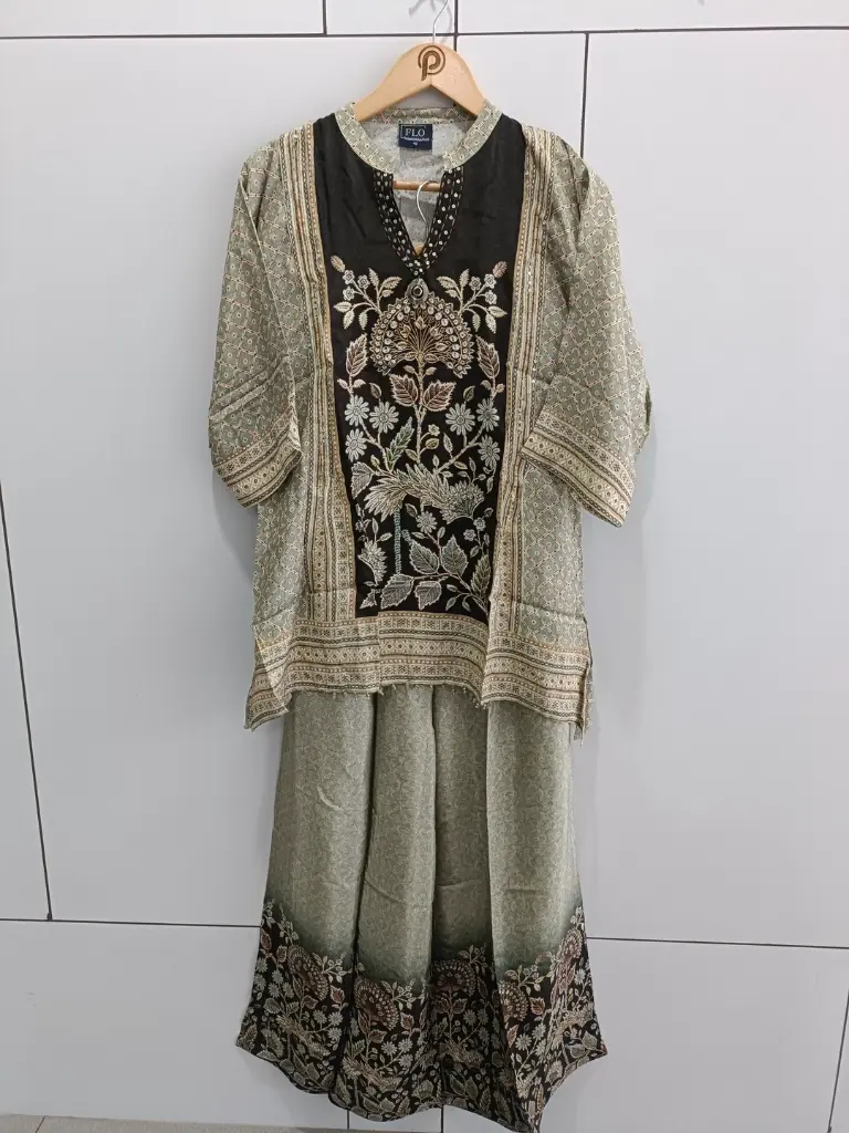 Sage Bloom Muslin Silk Co-Ord Set