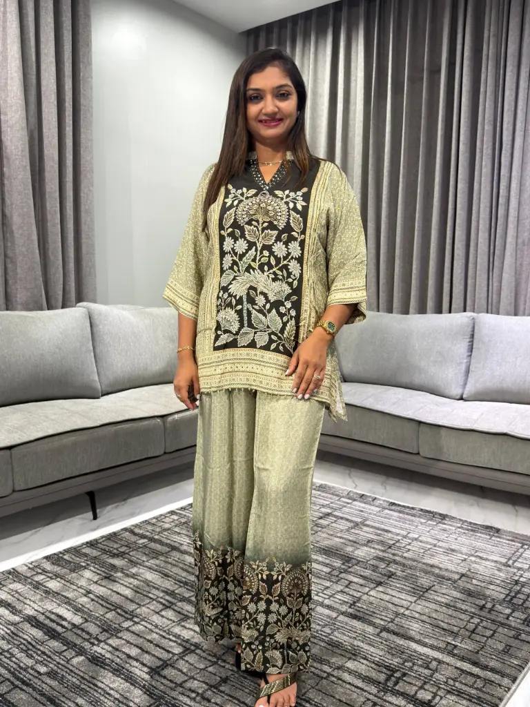 Sage Bloom Muslin Silk Co-Ord Set