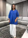 Royal Blue Pure Cotton Embroidered Tunic