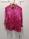 Fuchsia Geometric Natural Crepe Designer Shirt