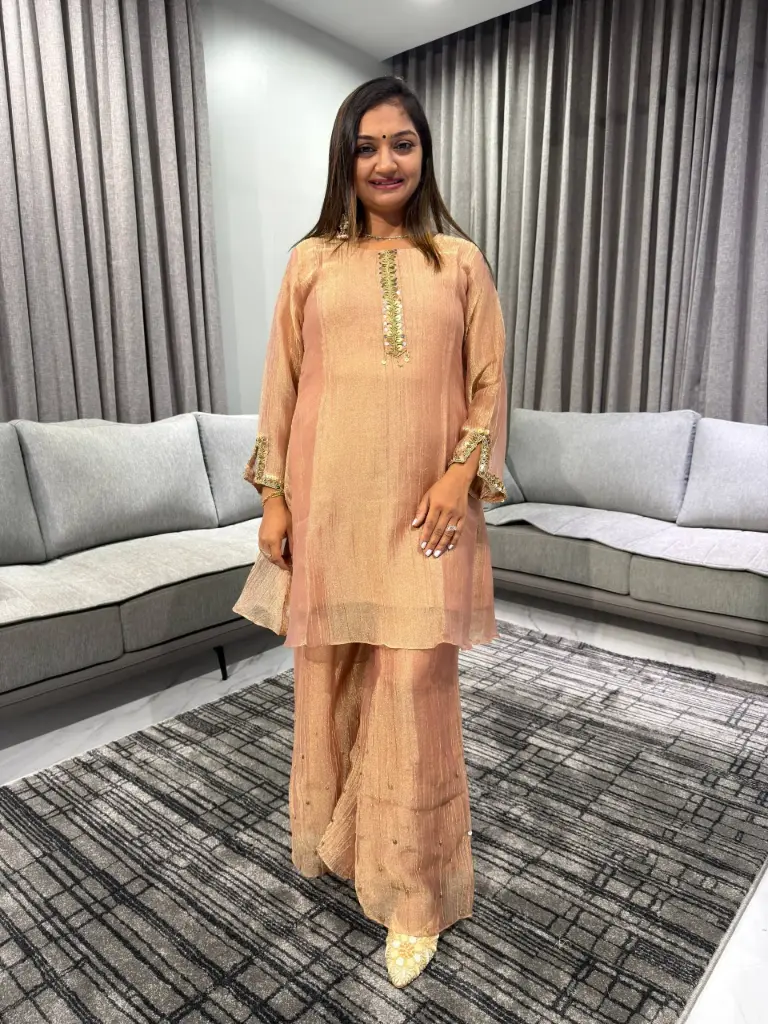 Blush Rose Crush Shimmer Designer Co-ord Set