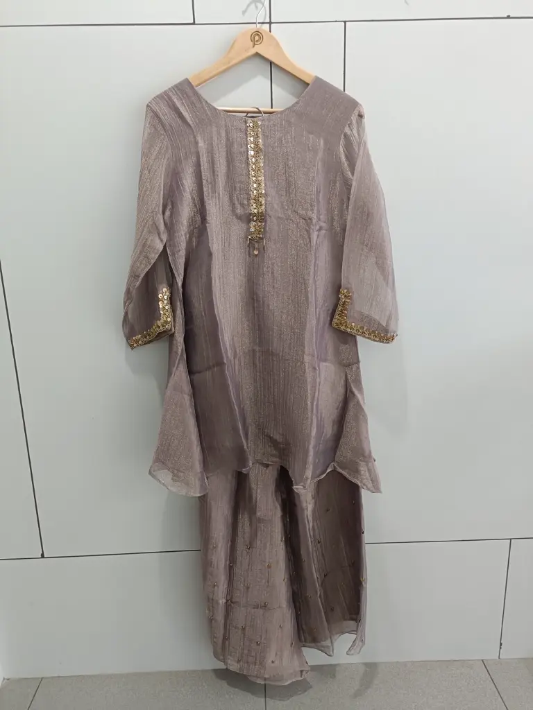Misty Mauve Crush Shimmer Designer Co-ord Set