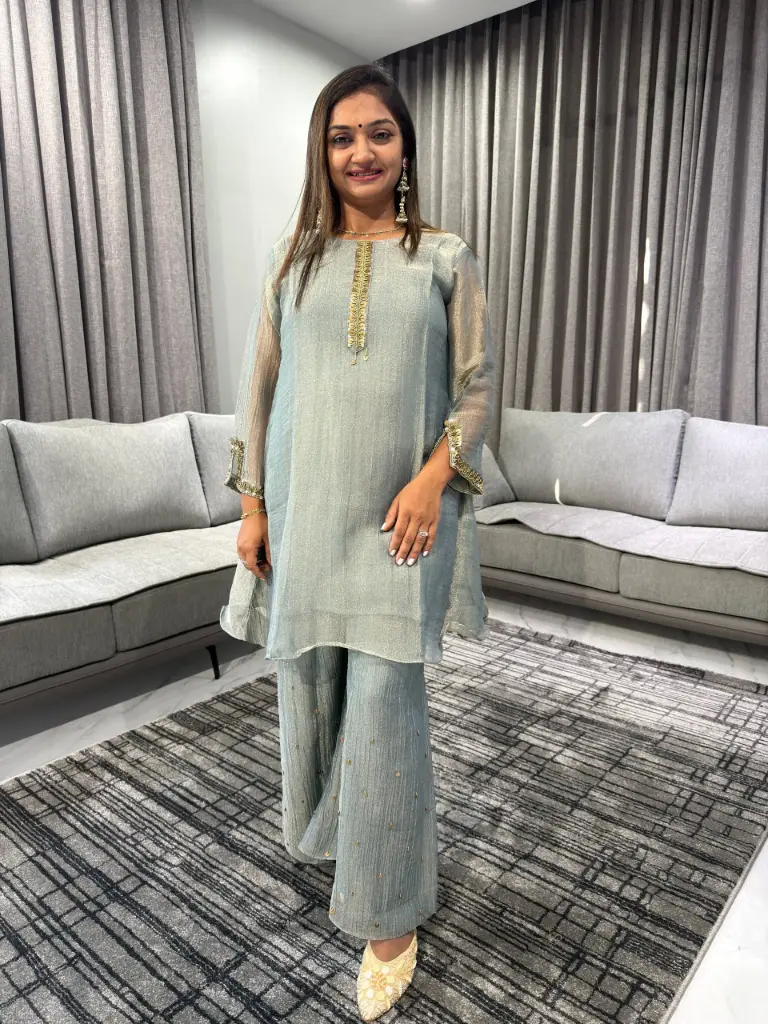 Frost Blue Crush Shimmer Designer Co-ord Set