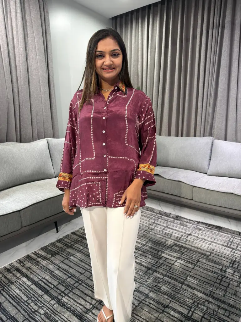 Royal Wine Natural Crepe Designer Shirt