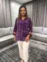 Royal Violet Geometric Natural Crepe Shirt