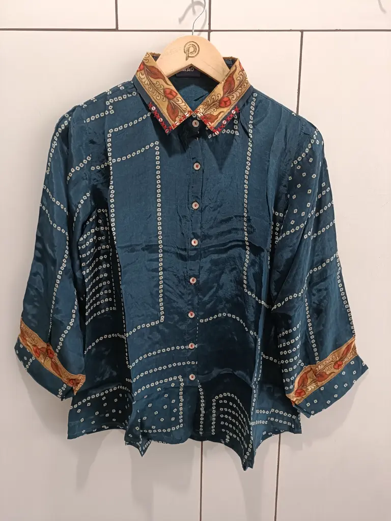 Azure Maze Natural Crepe Shirt