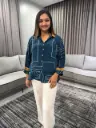 Azure Maze Natural Crepe Shirt