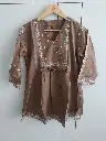 Mocha Grace Pure Cotton Embroidered Tunic