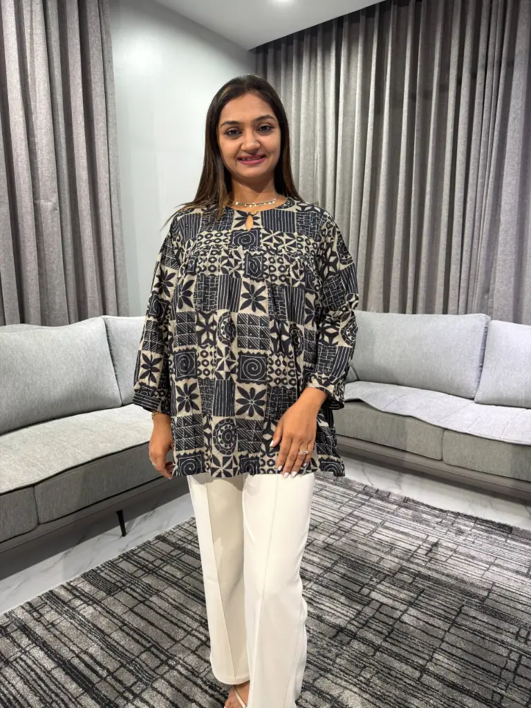 Monochrome Mosaic Pure Cotton Top