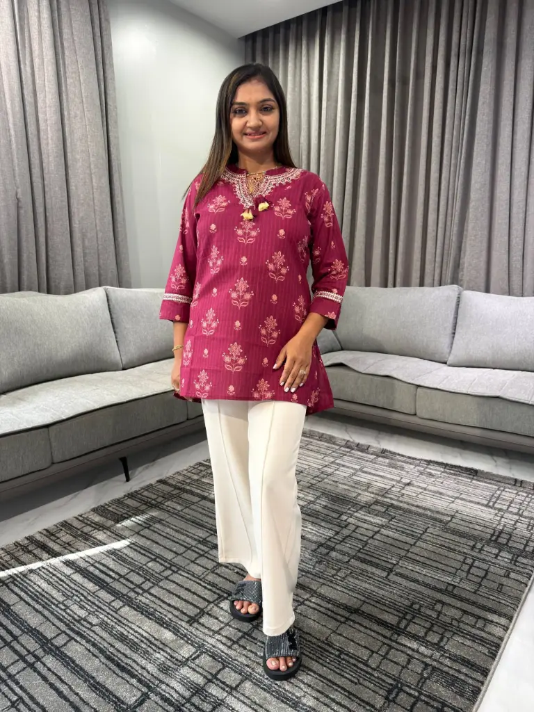 Wine Bloom Pure Cotton Tunic