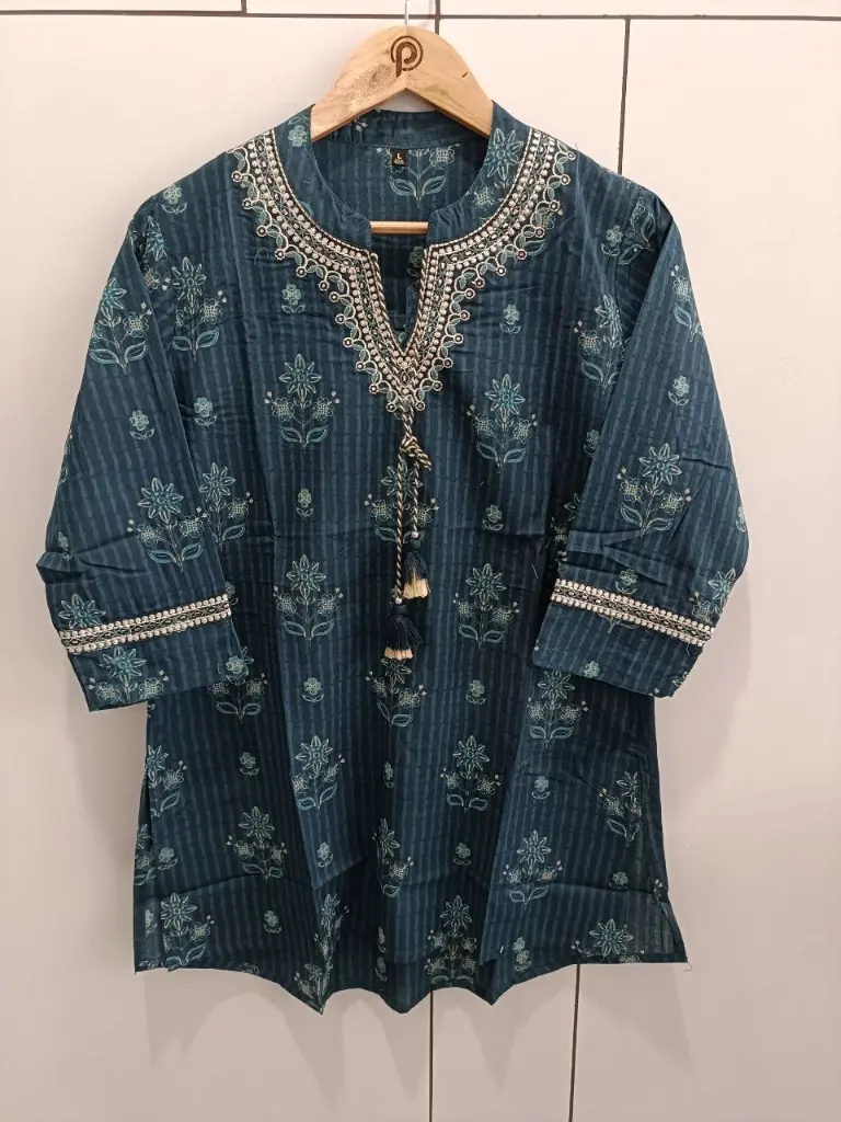 Teal Bloom Pure Cotton Tunic