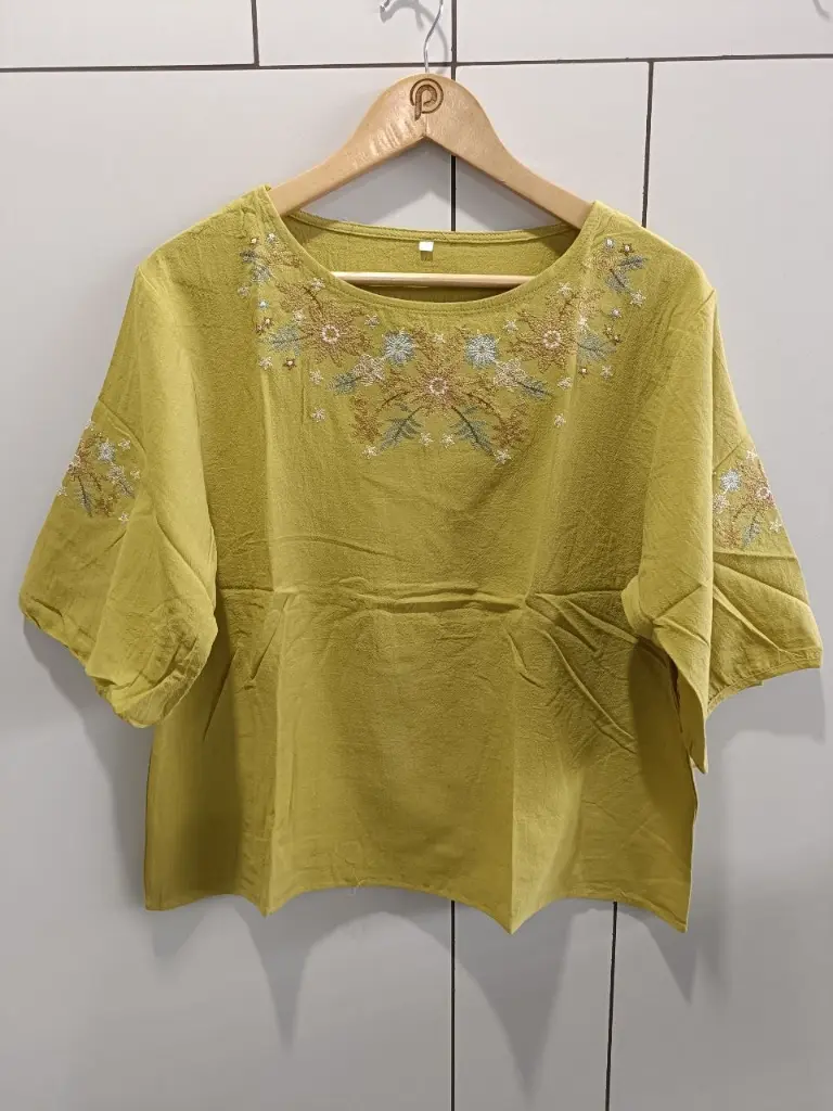 Mustard Meadow Embroidered Top
