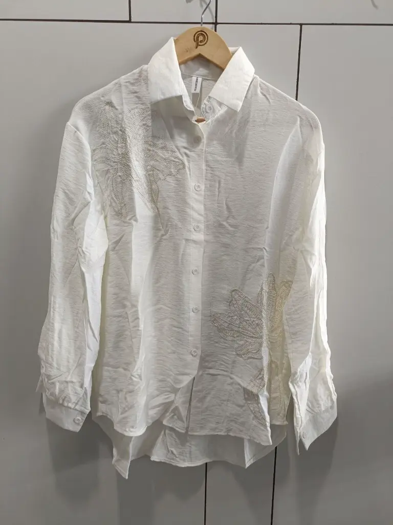 Ivory Bloom Oversized Linen Shirt