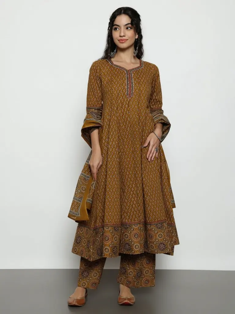 Mustard Heritage Pure Cotton 3-Piece Suit Set